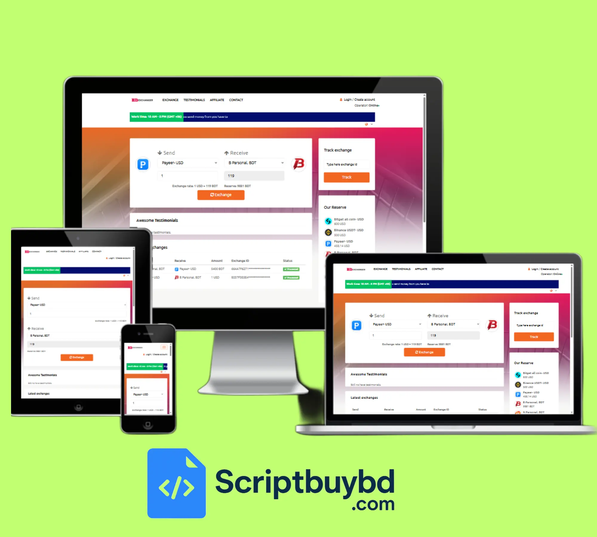 Exchanger – Dollar Buy sell PHP script